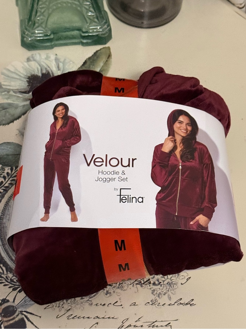 Felina Plum Velvet Track Pants & Zip Hoodie Set - Picture 4 of 4